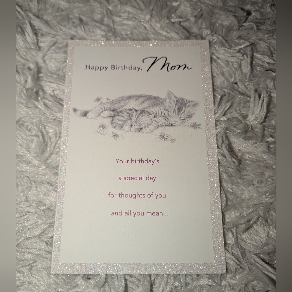 American Greetings Glittery Cat Birthday Card for Mom